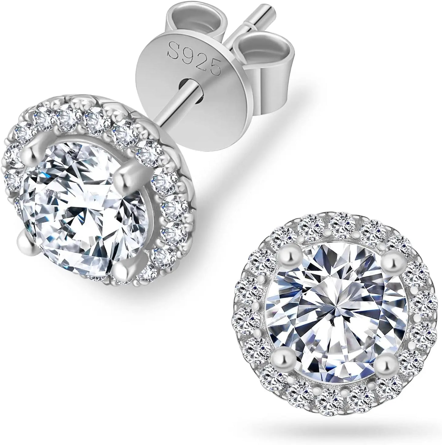Moissanite Stud Earrings - 925 Sterling Silver Diamond Alternative