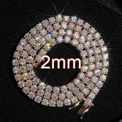 VVS Moissanite Tennis Chain & Bracelet | 2mm–6mm | White Gold, Gold & Rose Gold