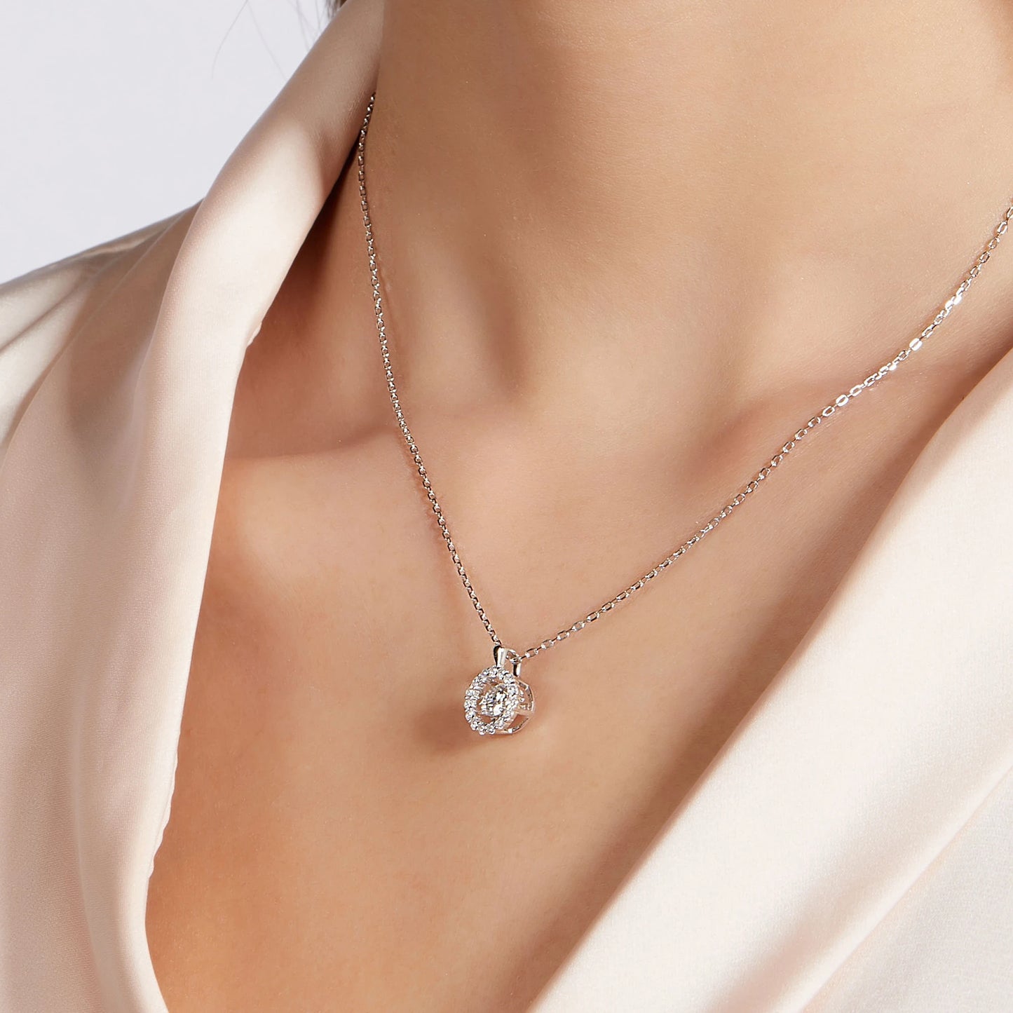 Moissanite Round Brilliant Pendant Necklace | 925 Sterling Silver | 1ct & 2ct