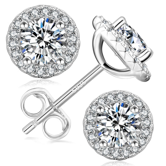 Moissanite Stud Earrings - 925 Sterling Silver Diamond Alternative
