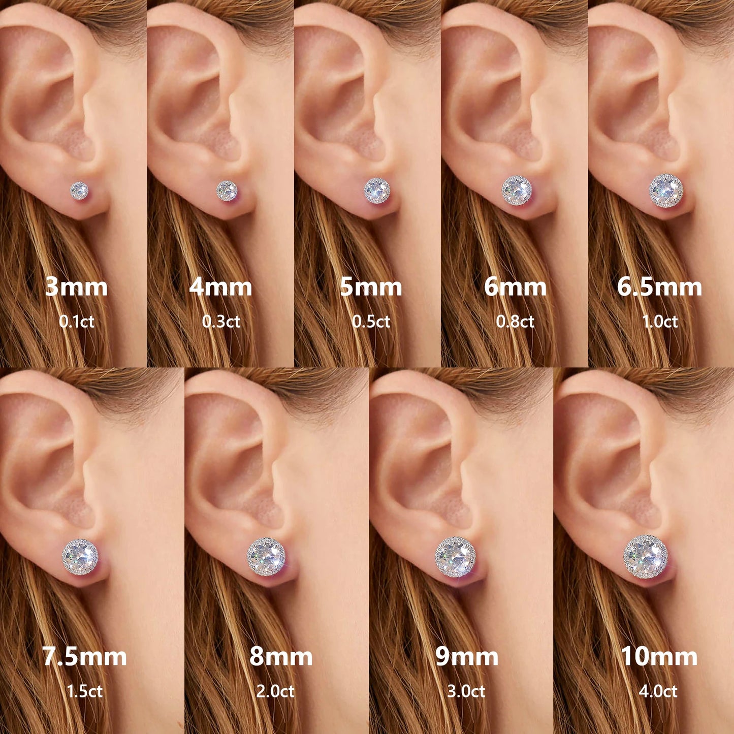 Moissanite Stud Earrings - 925 Sterling Silver Diamond Alternative