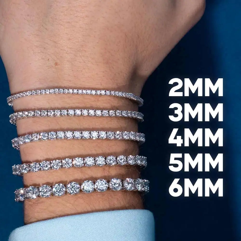 VVS Moissanite Tennis Chain & Bracelet | 2mm–6mm | White Gold, Gold & Rose Gold