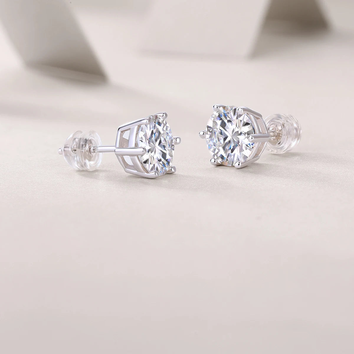 Moissanite Stud Earrings | GRA Certified, D Color VVS1, 925 Sterling Silver