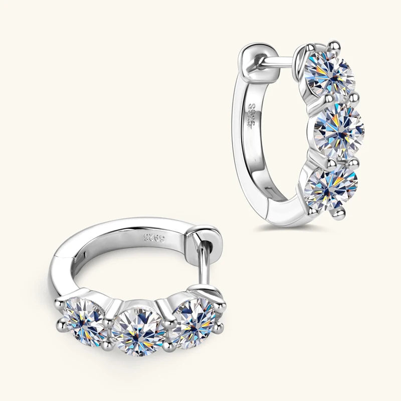 Moissanite Hoop Earrings | 925 Sterling Silver, GRA Certified