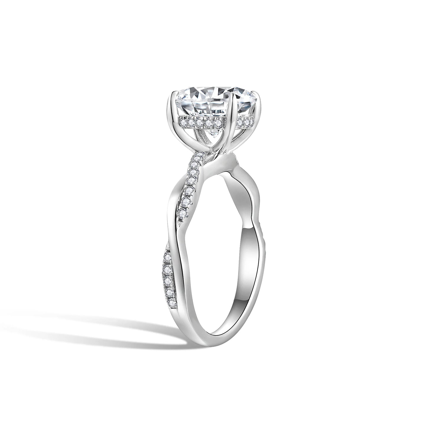 2 Carat Moissanite Twist Ring in 925 Sterling Silver