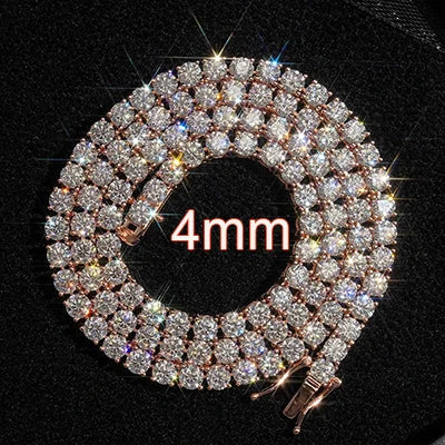 VVS Moissanite Tennis Chain & Bracelet | 2mm–6mm | White Gold, Gold & Rose Gold