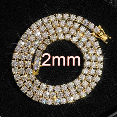 VVS Moissanite Tennis Chain & Bracelet | 2mm–6mm | White Gold, Gold & Rose Gold