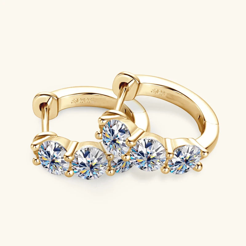 Moissanite Hoop Earrings | 925 Sterling Silver, GRA Certified