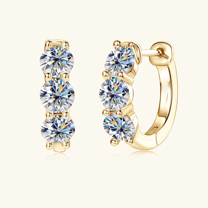 Moissanite Hoop Earrings | 925 Sterling Silver, GRA Certified