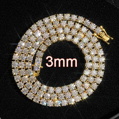 VVS Moissanite Tennis Chain & Bracelet | 2mm–6mm | White Gold, Gold & Rose Gold