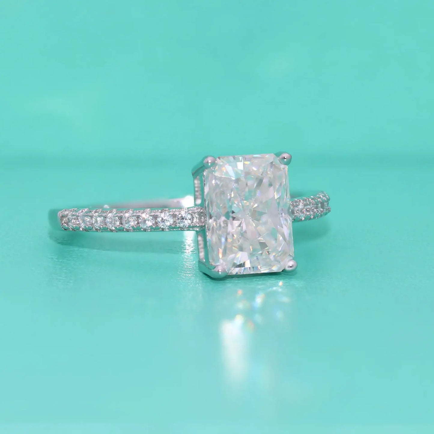 Princess Cut Moissanite Ring in 925 Sterling Silver