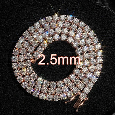 VVS Moissanite Tennis Chain & Bracelet | 2mm–6mm | White Gold, Gold & Rose Gold