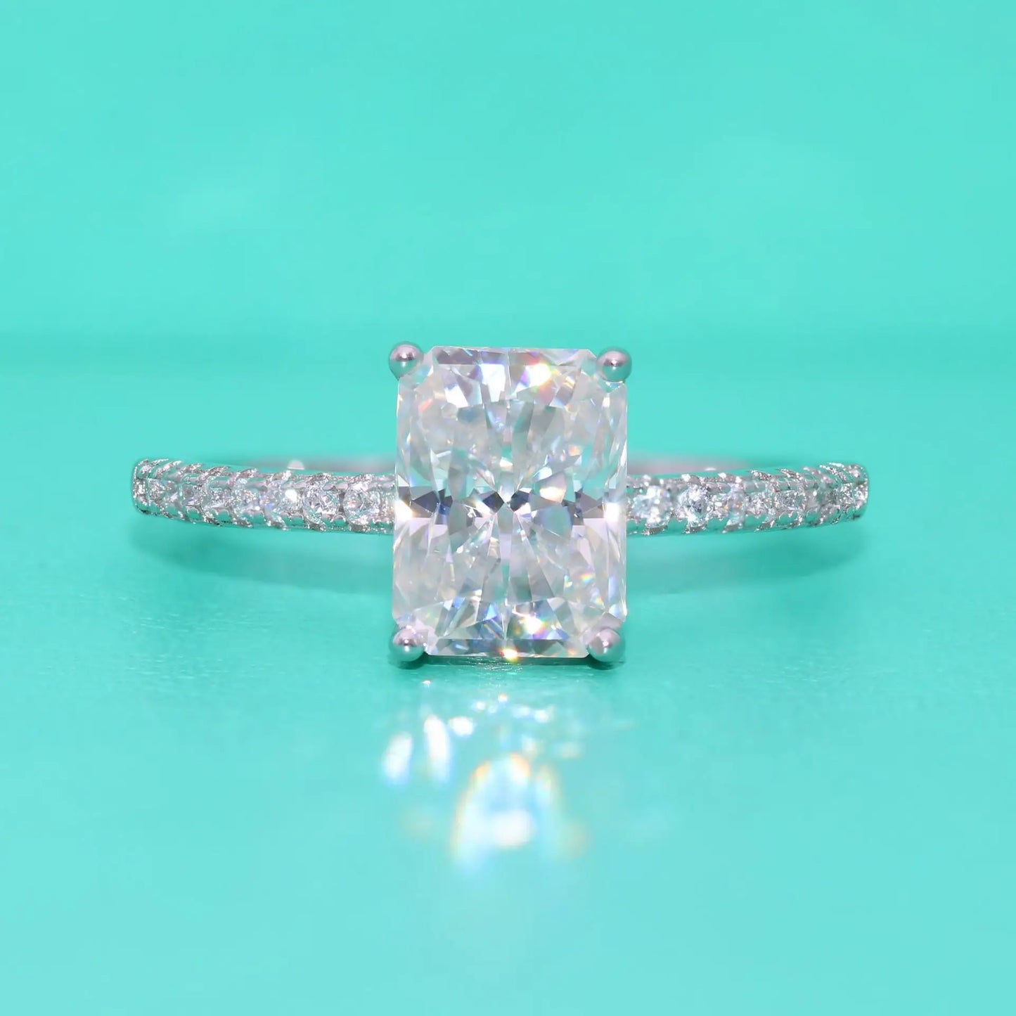 Princess Cut Moissanite Ring in 925 Sterling Silver