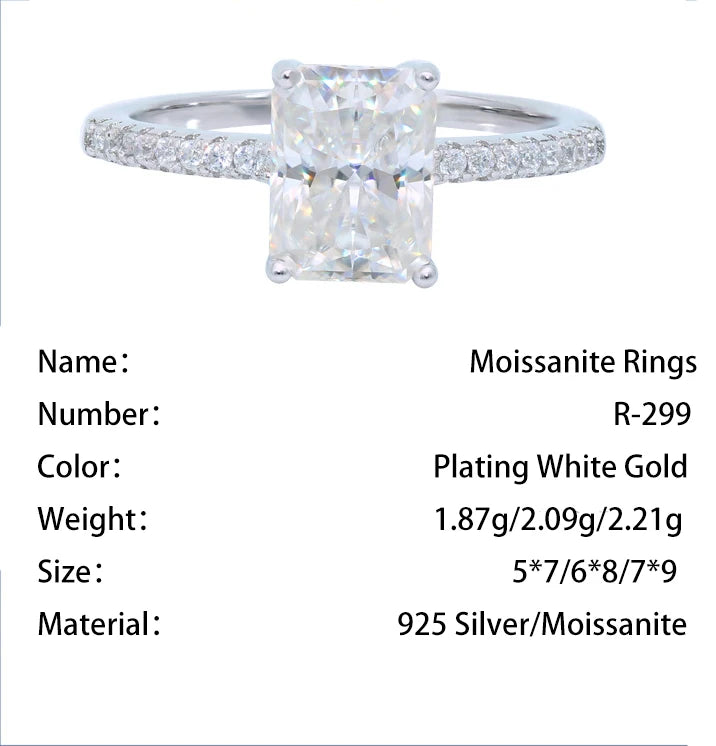Princess Cut Moissanite Ring in 925 Sterling Silver