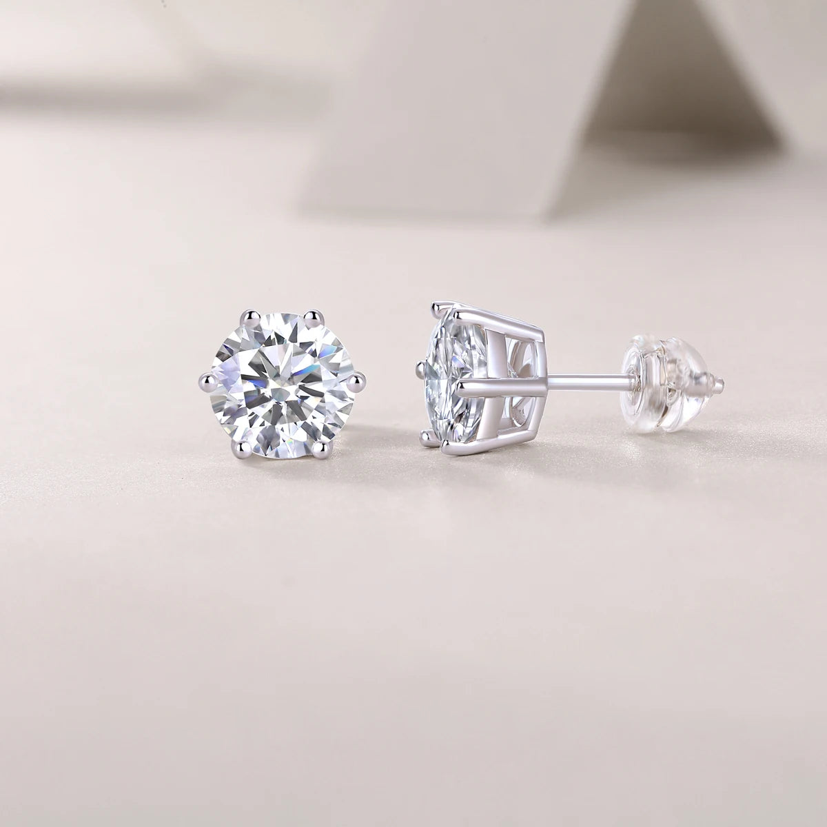 Moissanite Stud Earrings | GRA Certified, D Color VVS1, 925 Sterling Silver