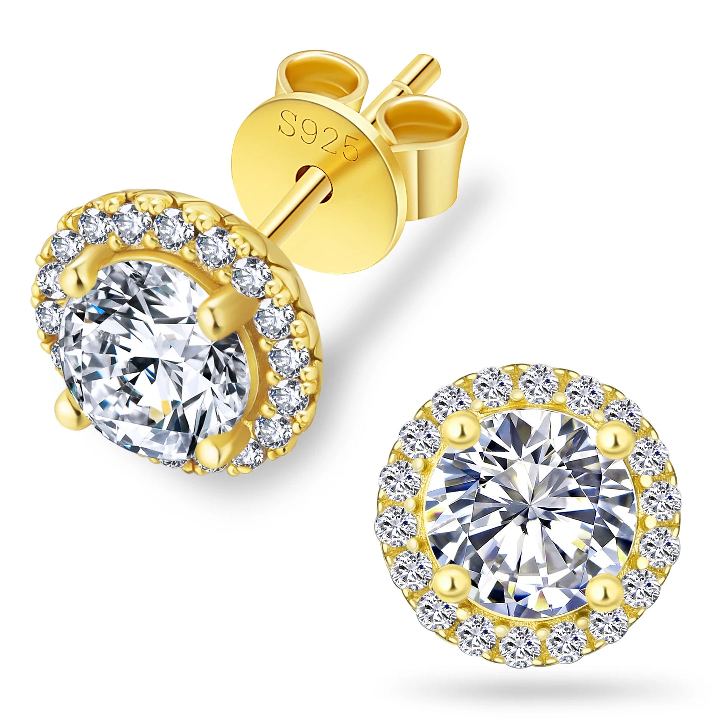 Moissanite Stud Earrings - 925 Sterling Silver Diamond Alternative