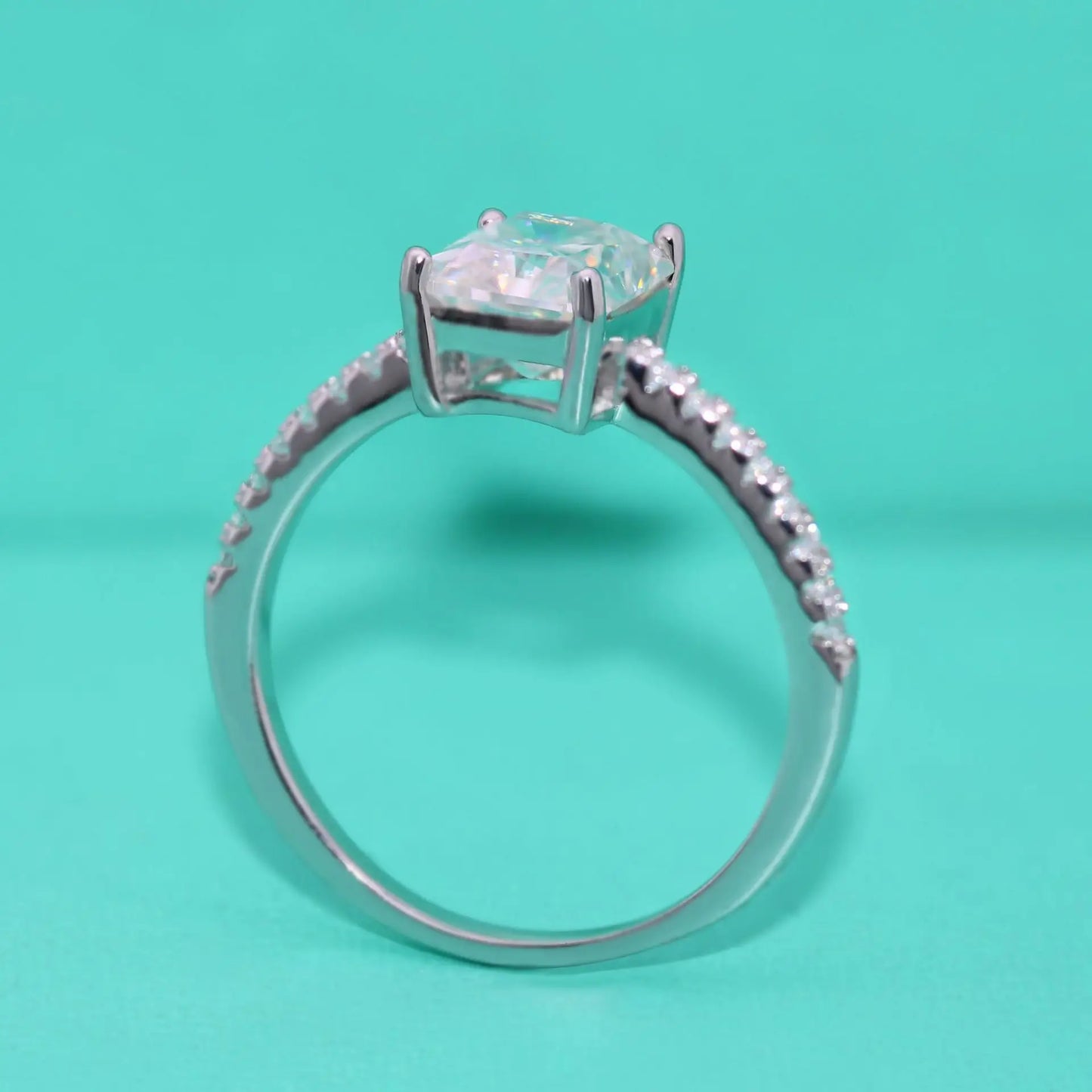 Princess Cut Moissanite Ring in 925 Sterling Silver