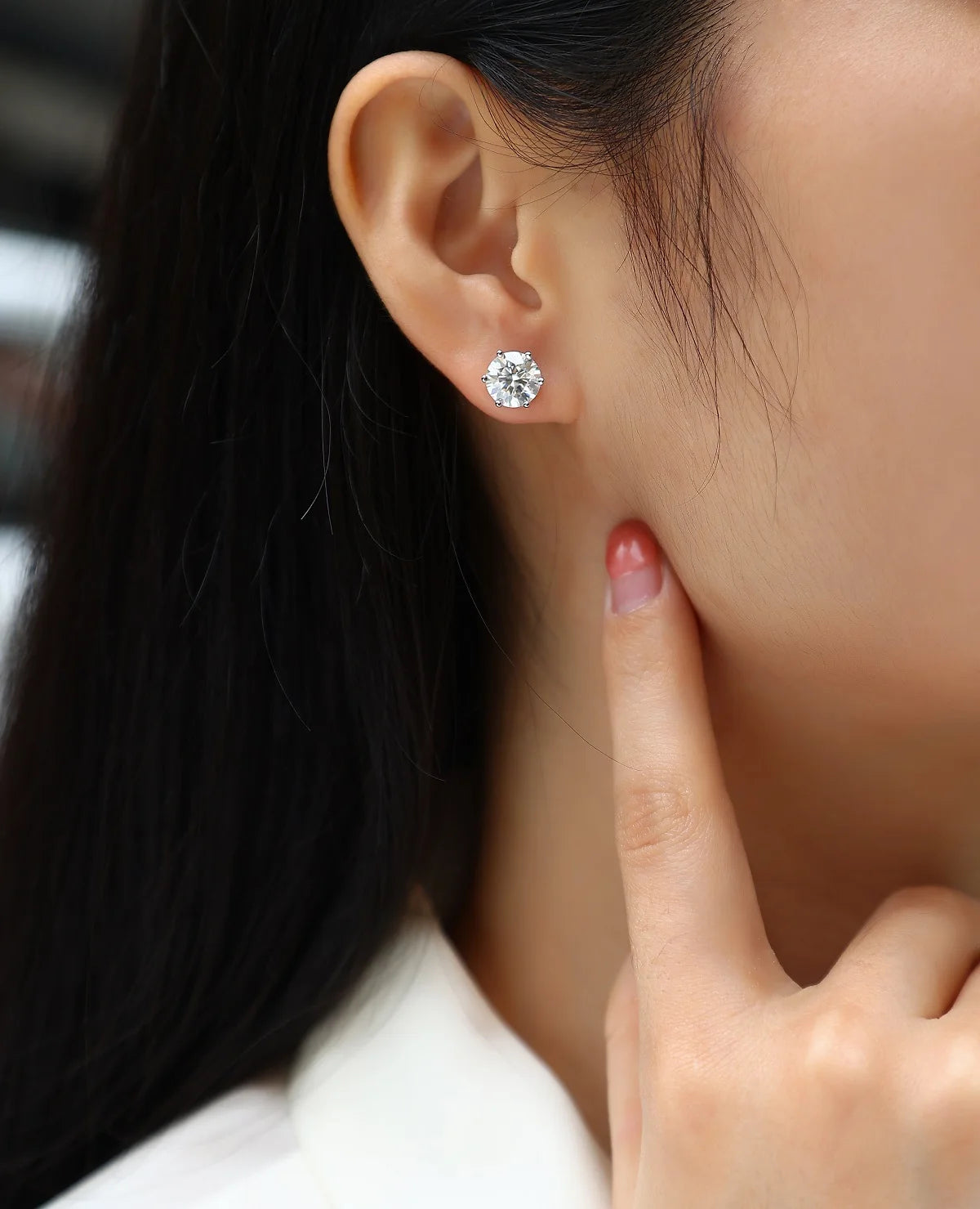 Moissanite Stud Earrings | GRA Certified, D Color VVS1, 925 Sterling Silver