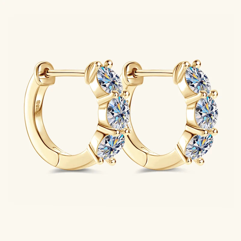 Moissanite Hoop Earrings | 925 Sterling Silver, GRA Certified