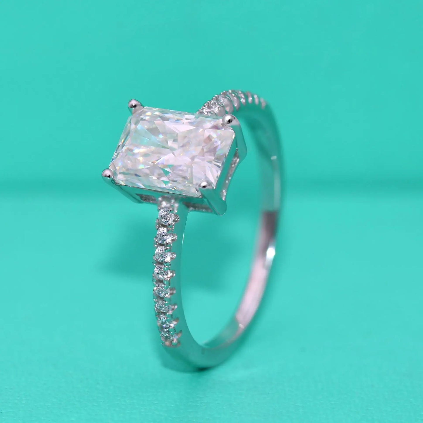 Princess Cut Moissanite Ring in 925 Sterling Silver