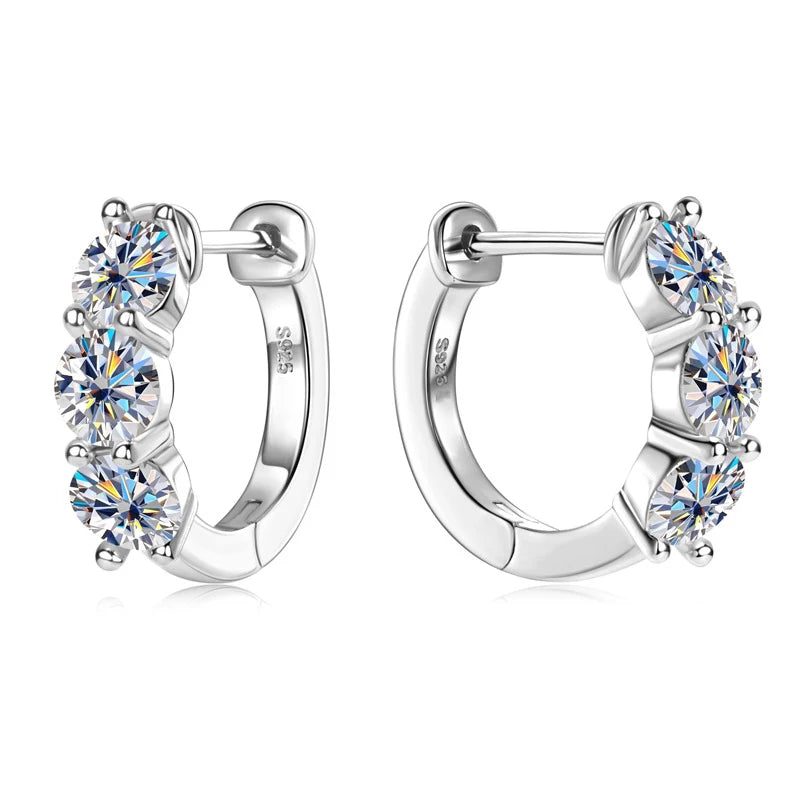 Moissanite Hoop Earrings | 925 Sterling Silver, GRA Certified
