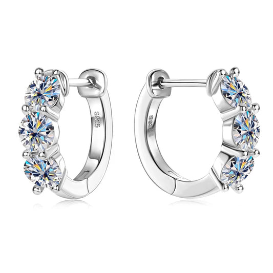 Moissanite Hoop Earrings | 925 Sterling Silver, GRA Certified
