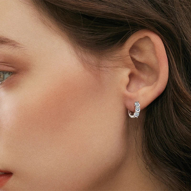 Moissanite Hoop Earrings | 925 Sterling Silver, GRA Certified