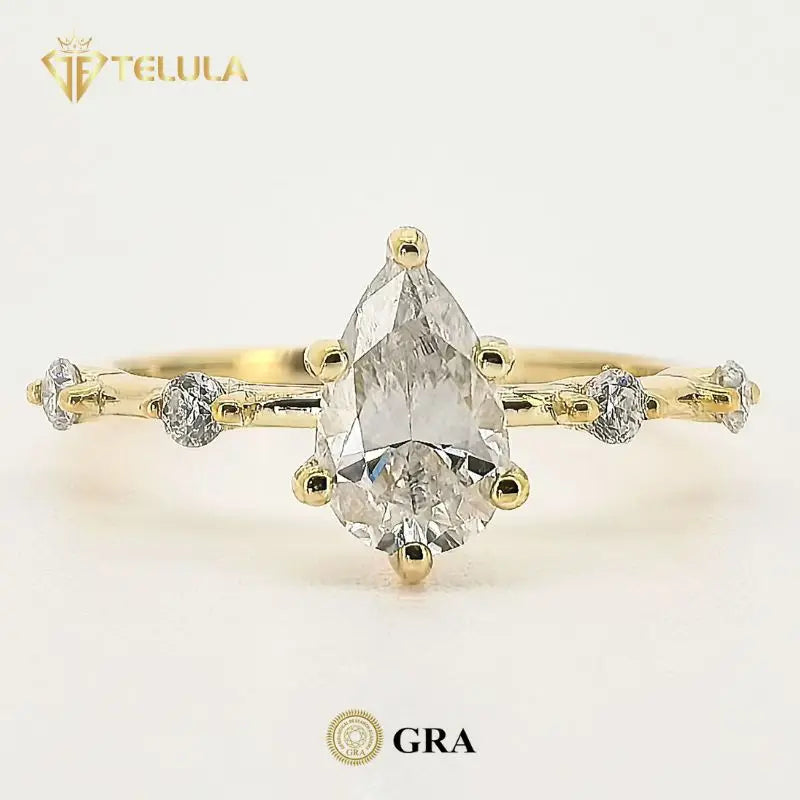Pear Cut Moissanite Ring – 1CT VVS D Color, GRA Certified, 925 Sterling Silver