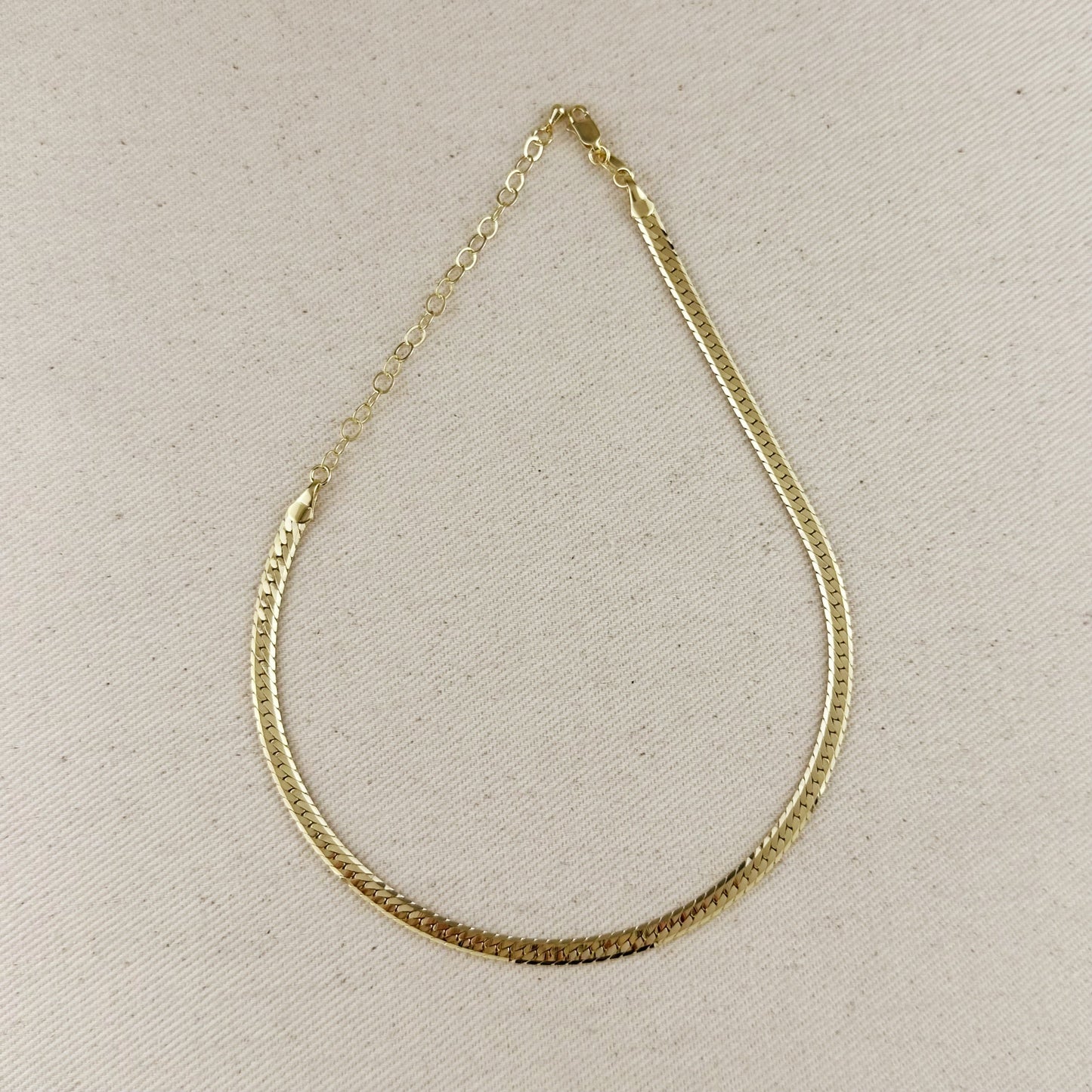 18K Gold Filled Diamond Cut Herringbone Choker Necklace