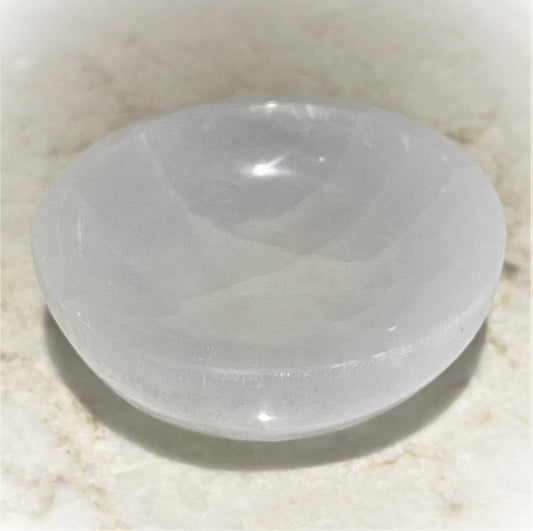 Hand-Carved Selenite Healing Bowl - Moroccan Artisan Crystal