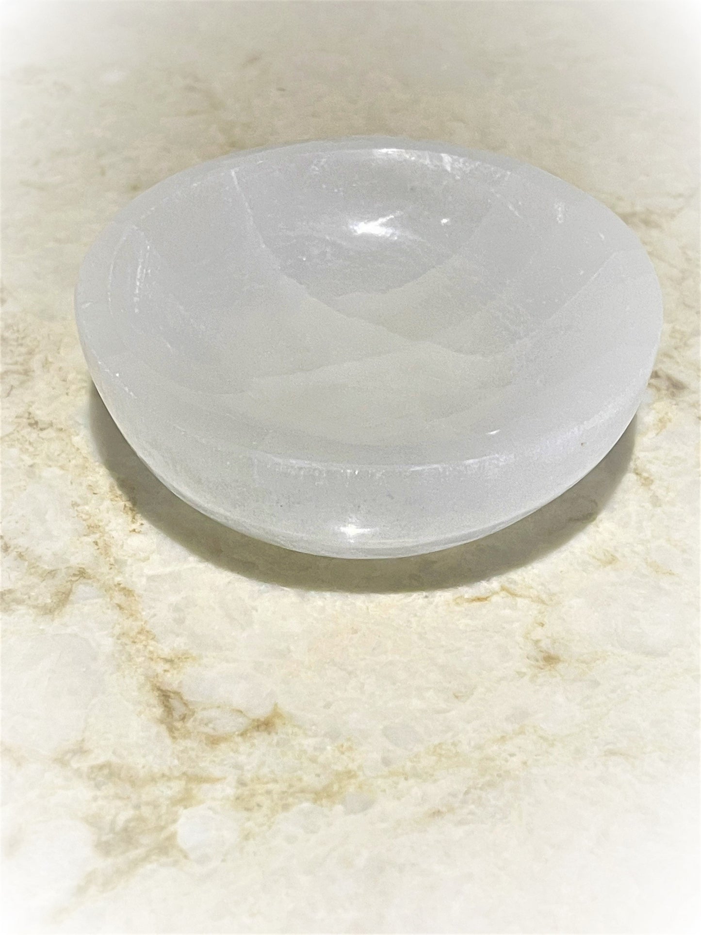 Hand-Carved Selenite Healing Bowl - Moroccan Artisan Crystal