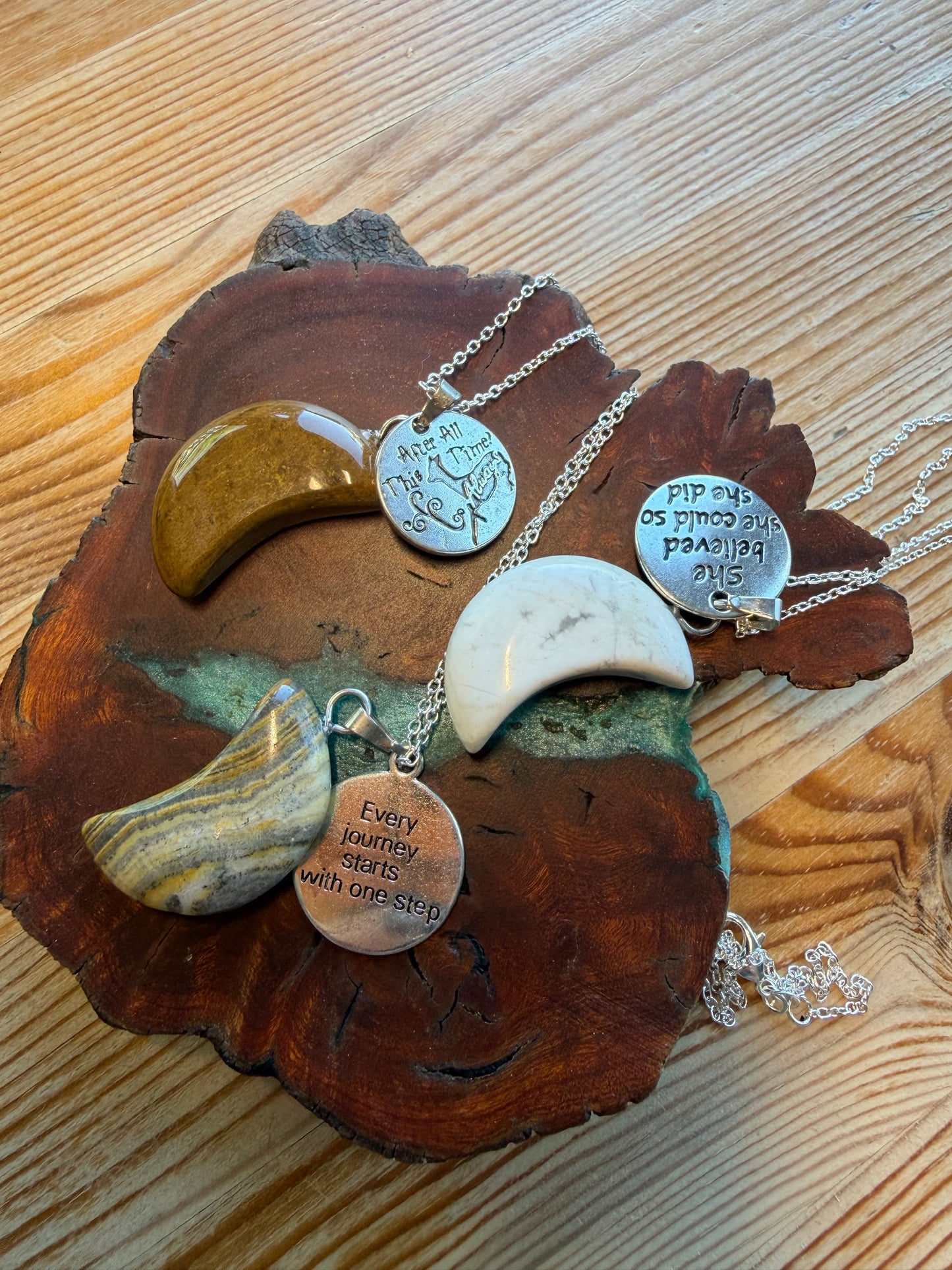 Silver 18" Moon Gemstone Necklace