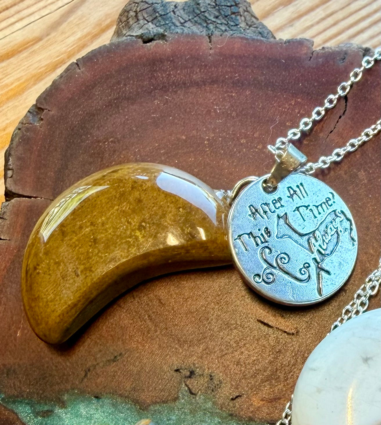 Silver 18" Moon Gemstone Necklace