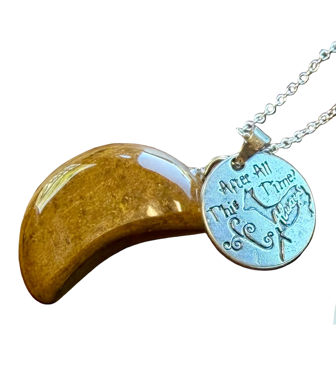 Silver 18" Moon Gemstone Necklace