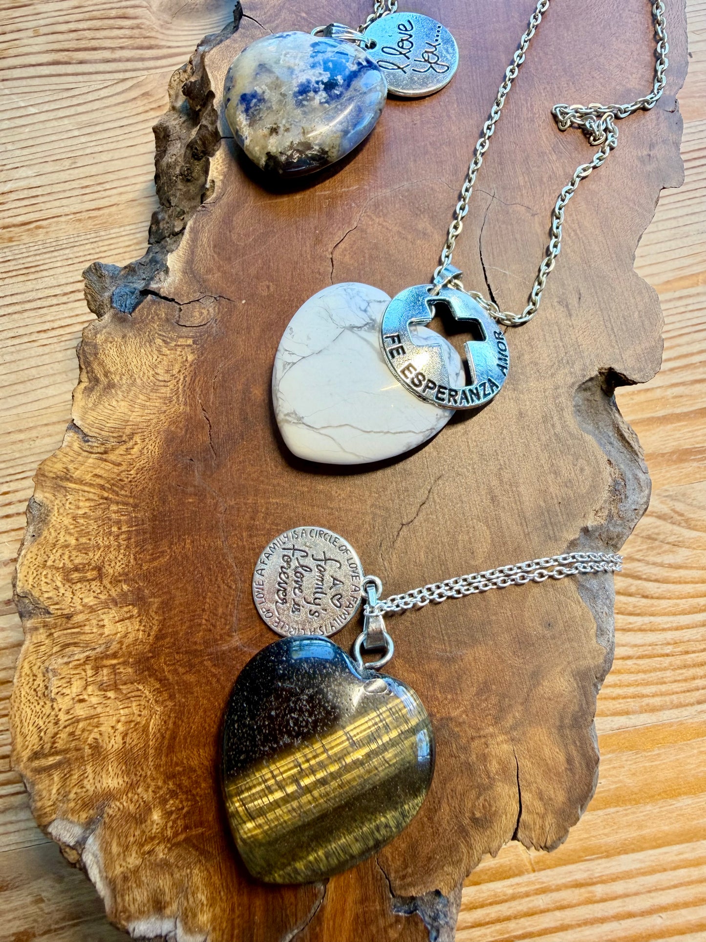 Gemstone Heart 18" Silver Necklace