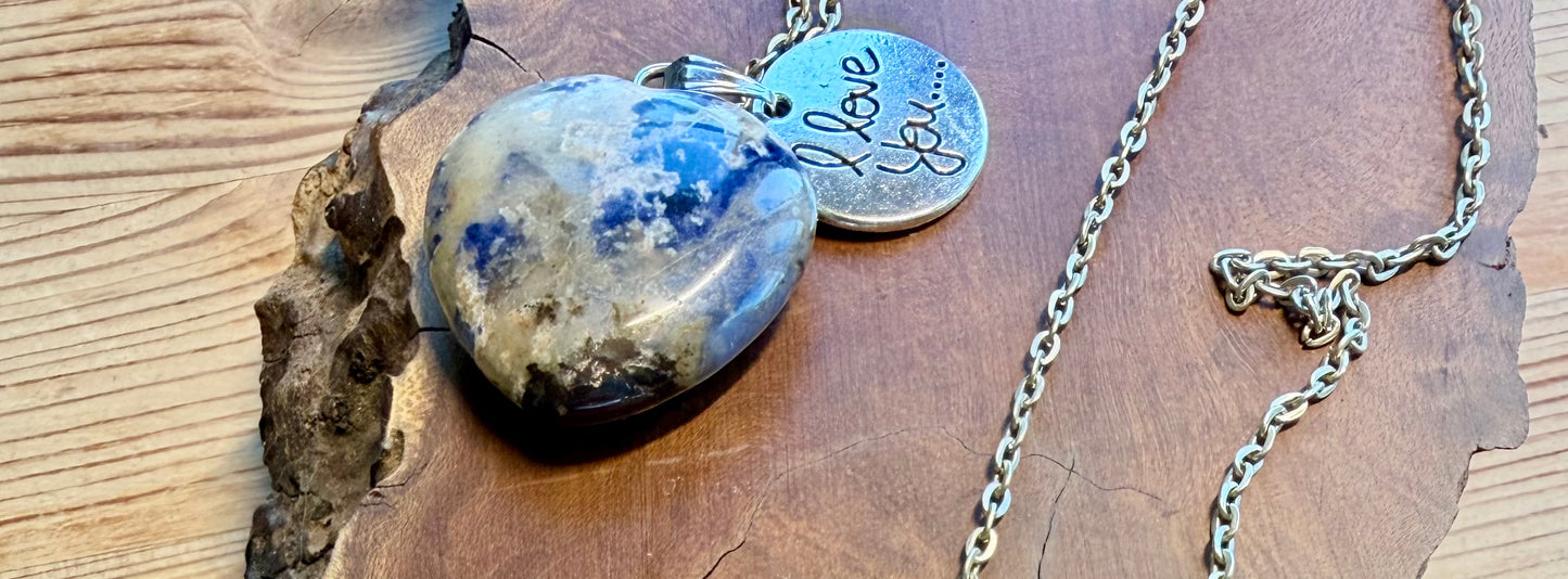 Gemstone Heart 18" Silver Necklace