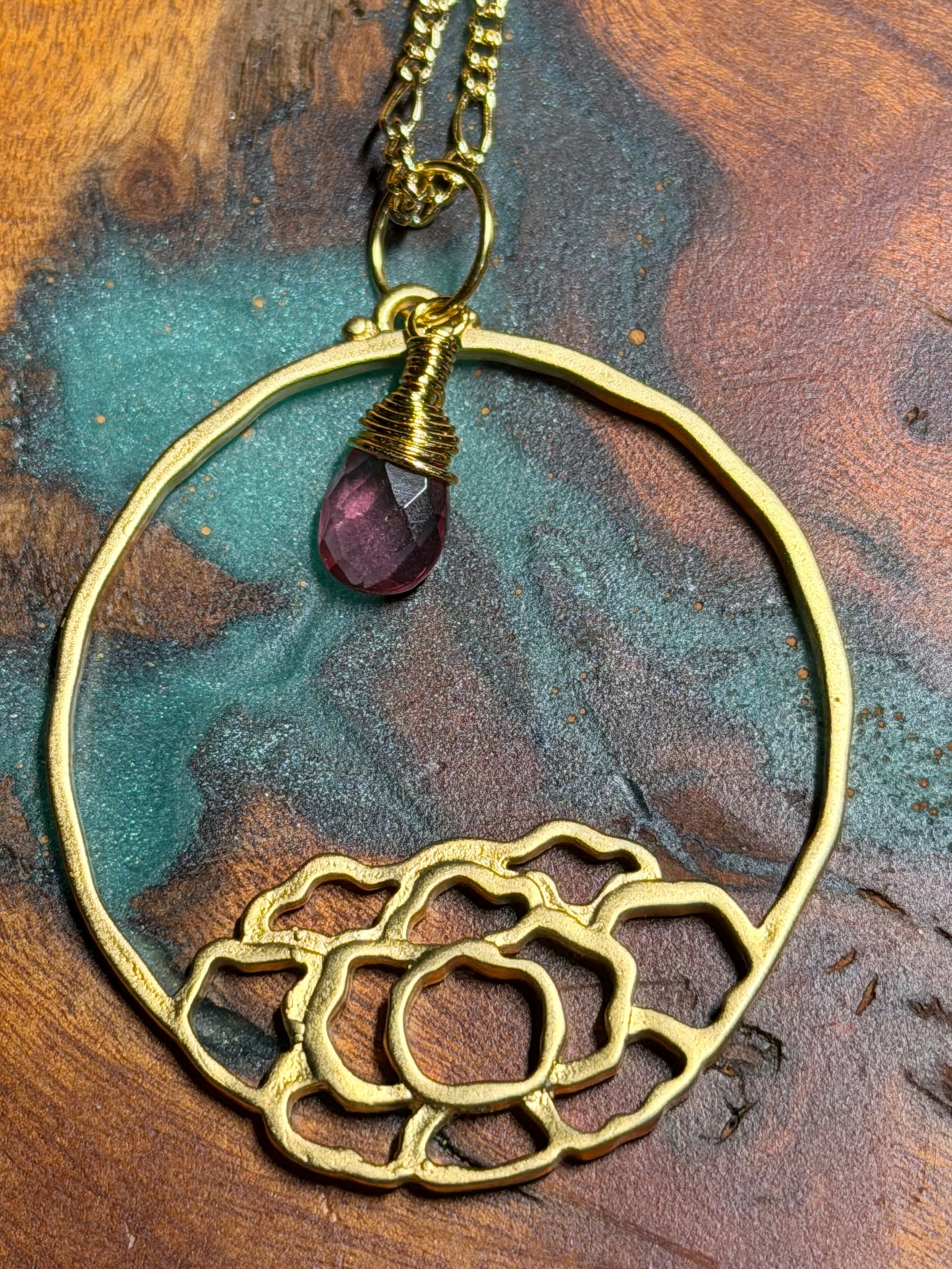 Semiprecious Gemstone Droplet Gold Necklaces