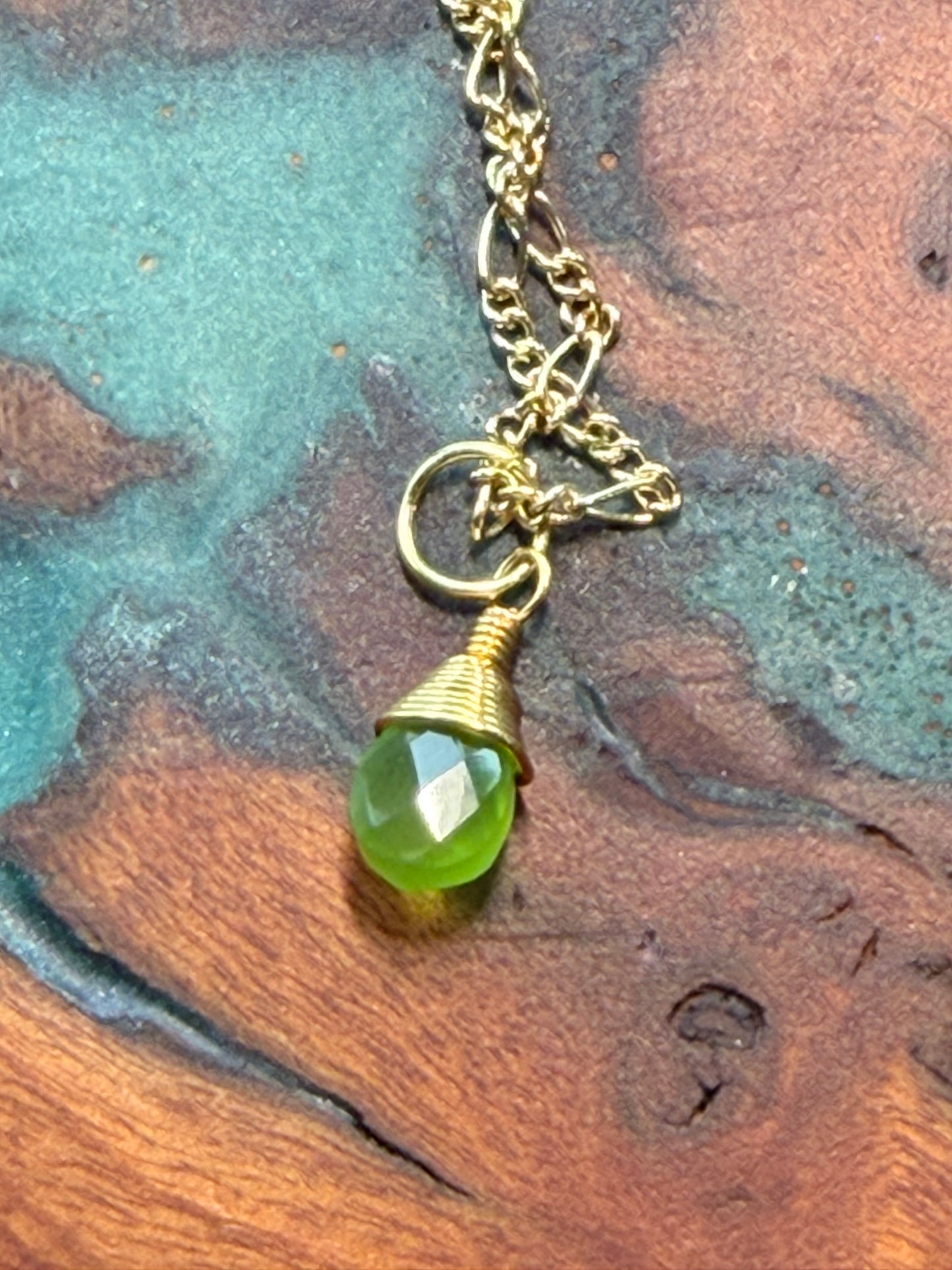 Semiprecious Gemstone Droplet Gold Necklaces