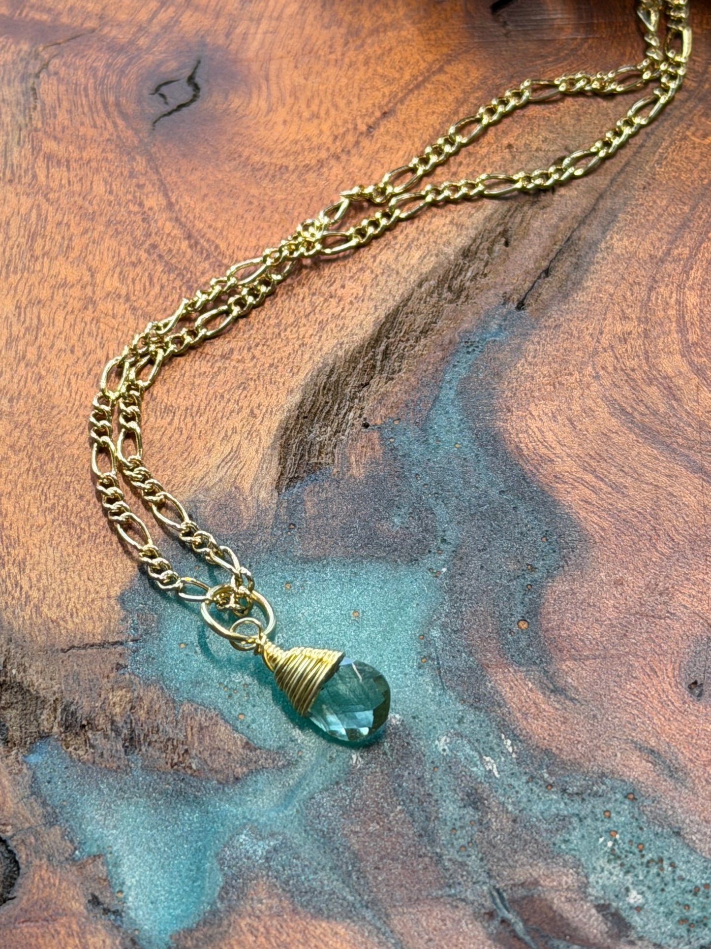 Semiprecious Gemstone Droplet Gold Necklaces