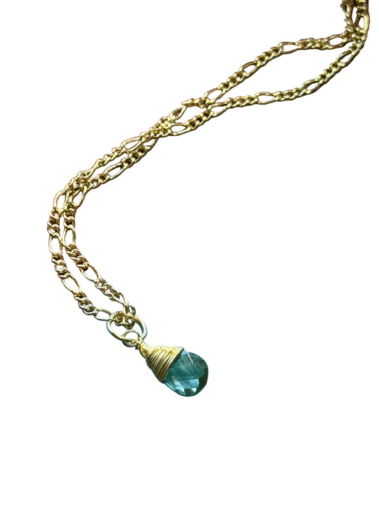 Semiprecious Gemstone Droplet Gold Necklaces