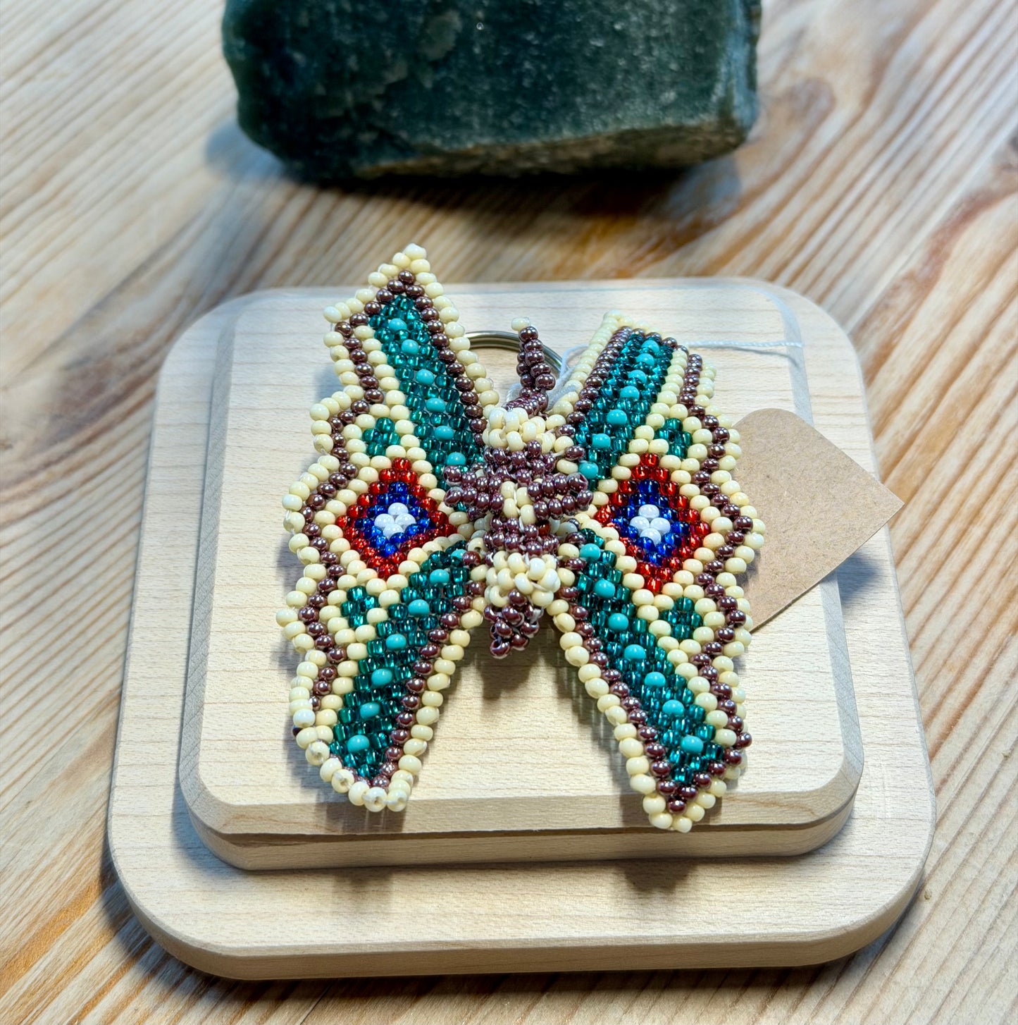 Handmade Guatemalan Butterfly Beaded Keychain