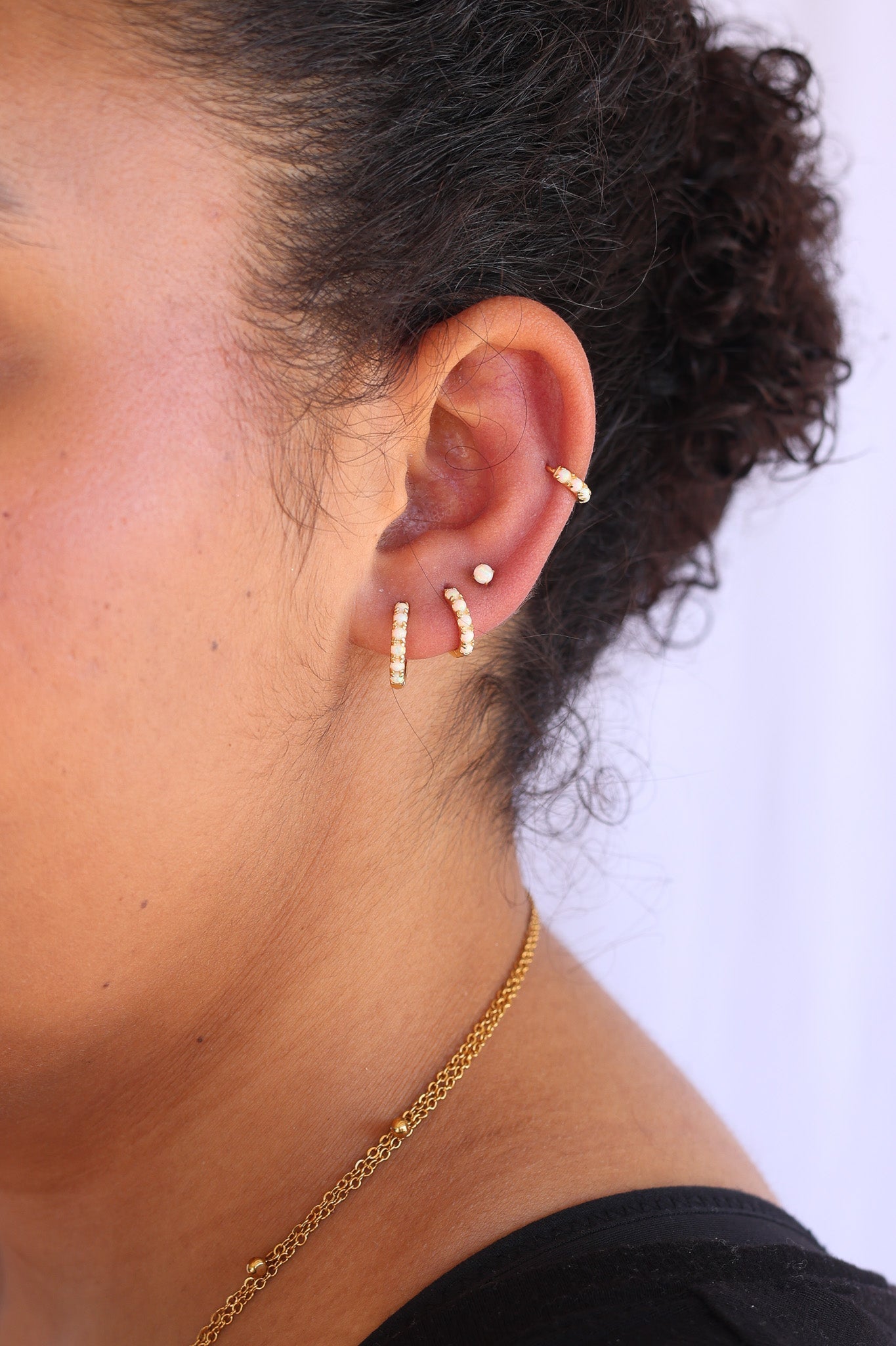 Micro Opal Hoop Earrings | Real Opal Gemstone | Gold & Silver | 6mm, 8mm, 10mm