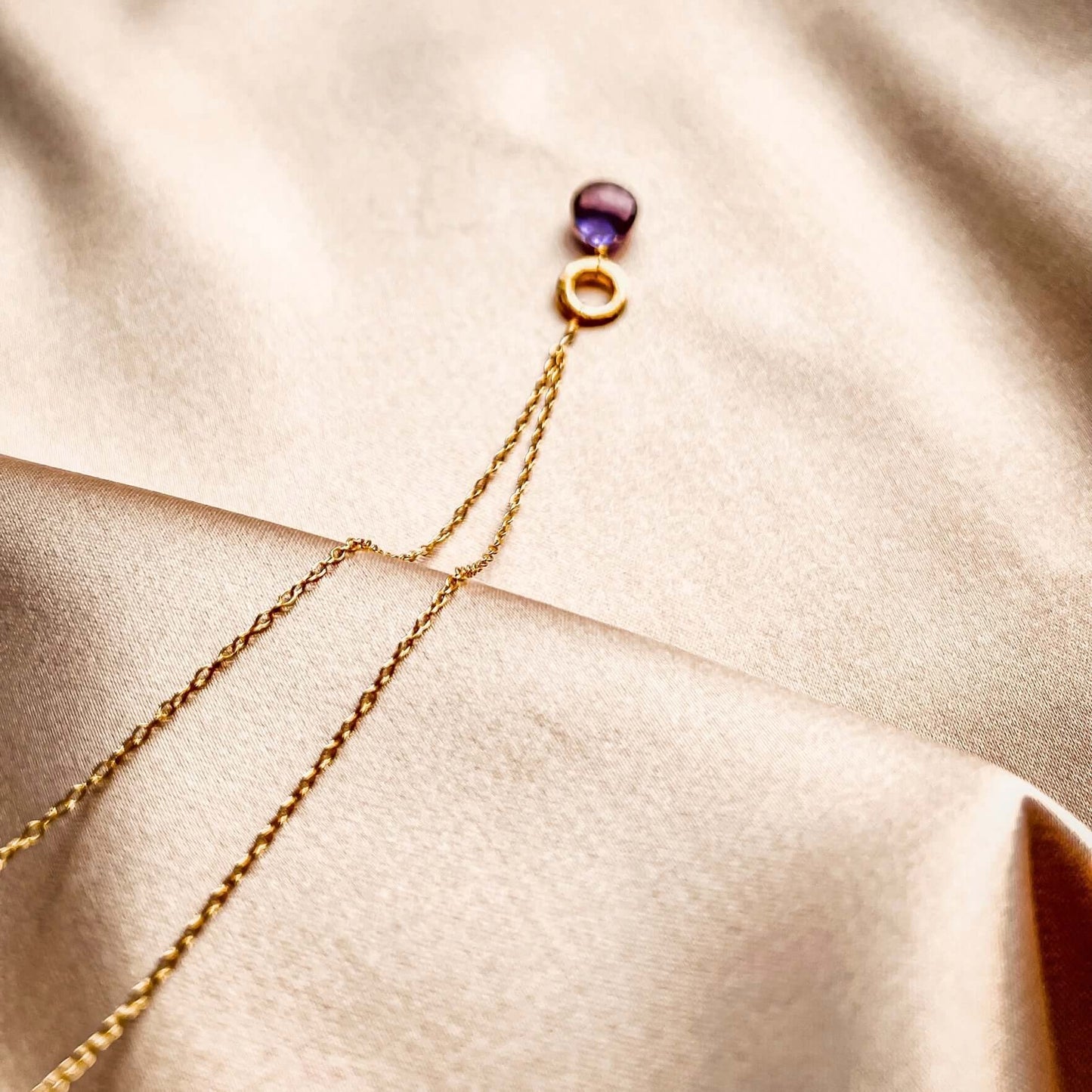 Mini Drop Layering Necklace – Gemstone Pendant, 14k Gold Plated