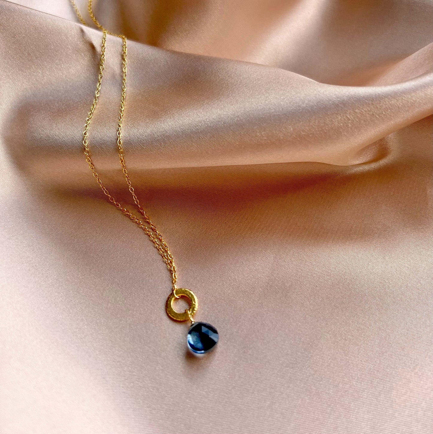 Mini Drop Layering Necklace – Gemstone Pendant, 14k Gold Plated