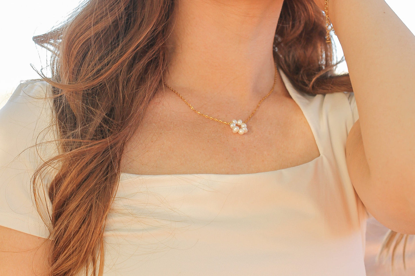 Lucy Freshwater Pearl Circle Pendant Necklace