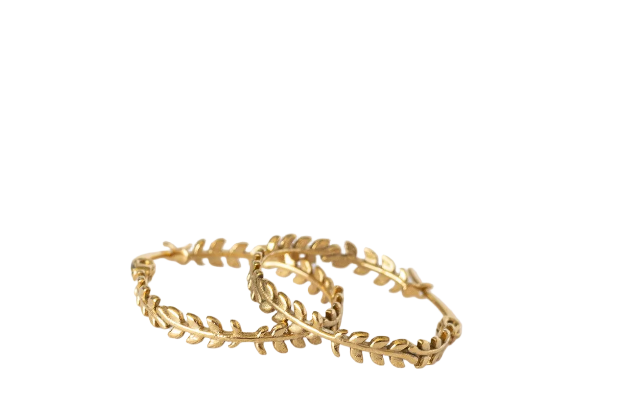 Ivy Hoop Earrings | Laurel Wreath Hoop | Gold & Silver Stainless Steel