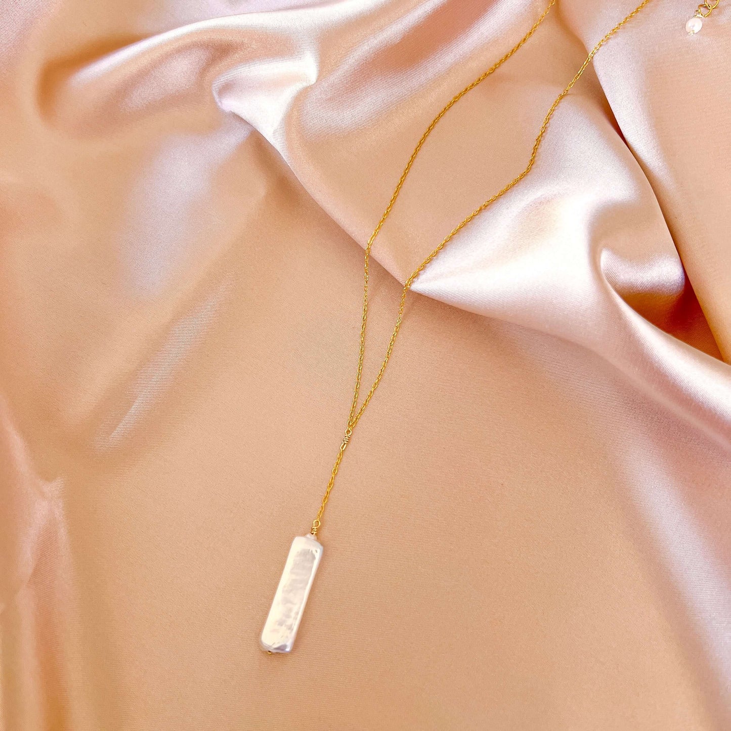 Freshwater Stick Pearl Y Necklace | 14k Gold-Plated