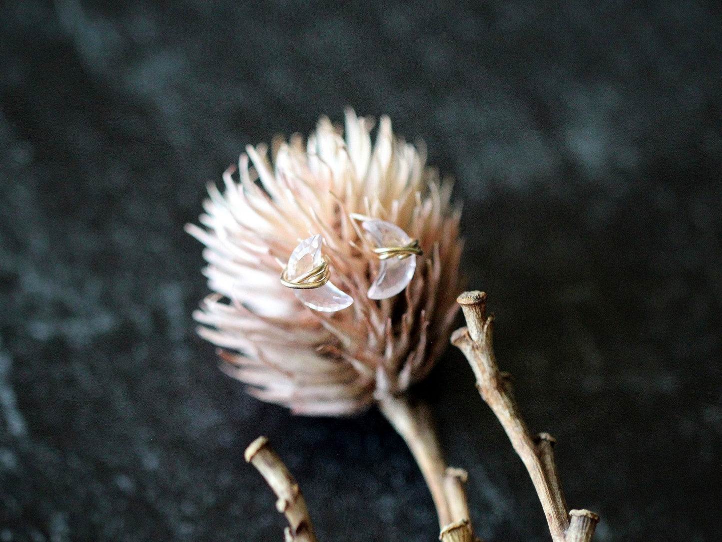 Mini Moonbeam Studs | Rose Quartz Crescent Moon | Sterling Silver, Gold Fill & Rose Gold Fill