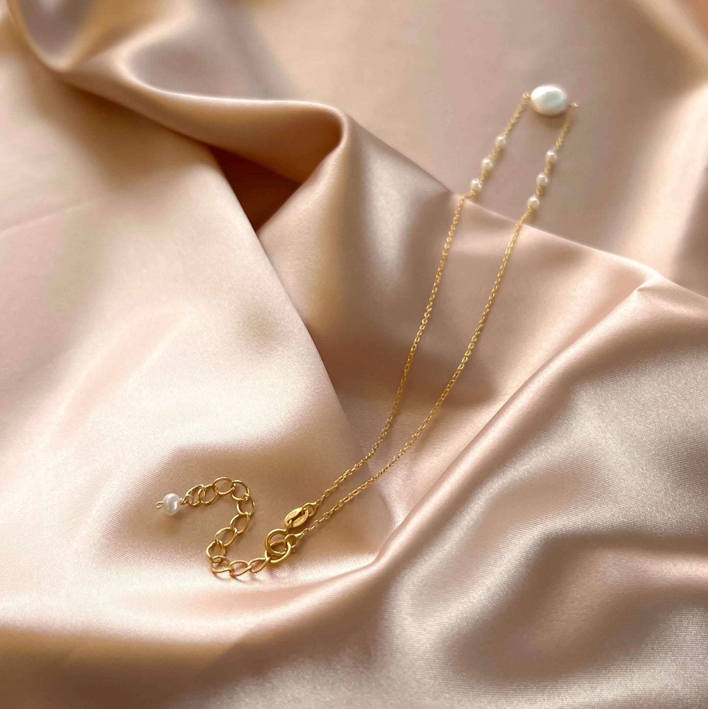 Coin Pearl Necklace | Freshwater Pearl Pendant | 14k Gold Plated Chain | Handmade in USA