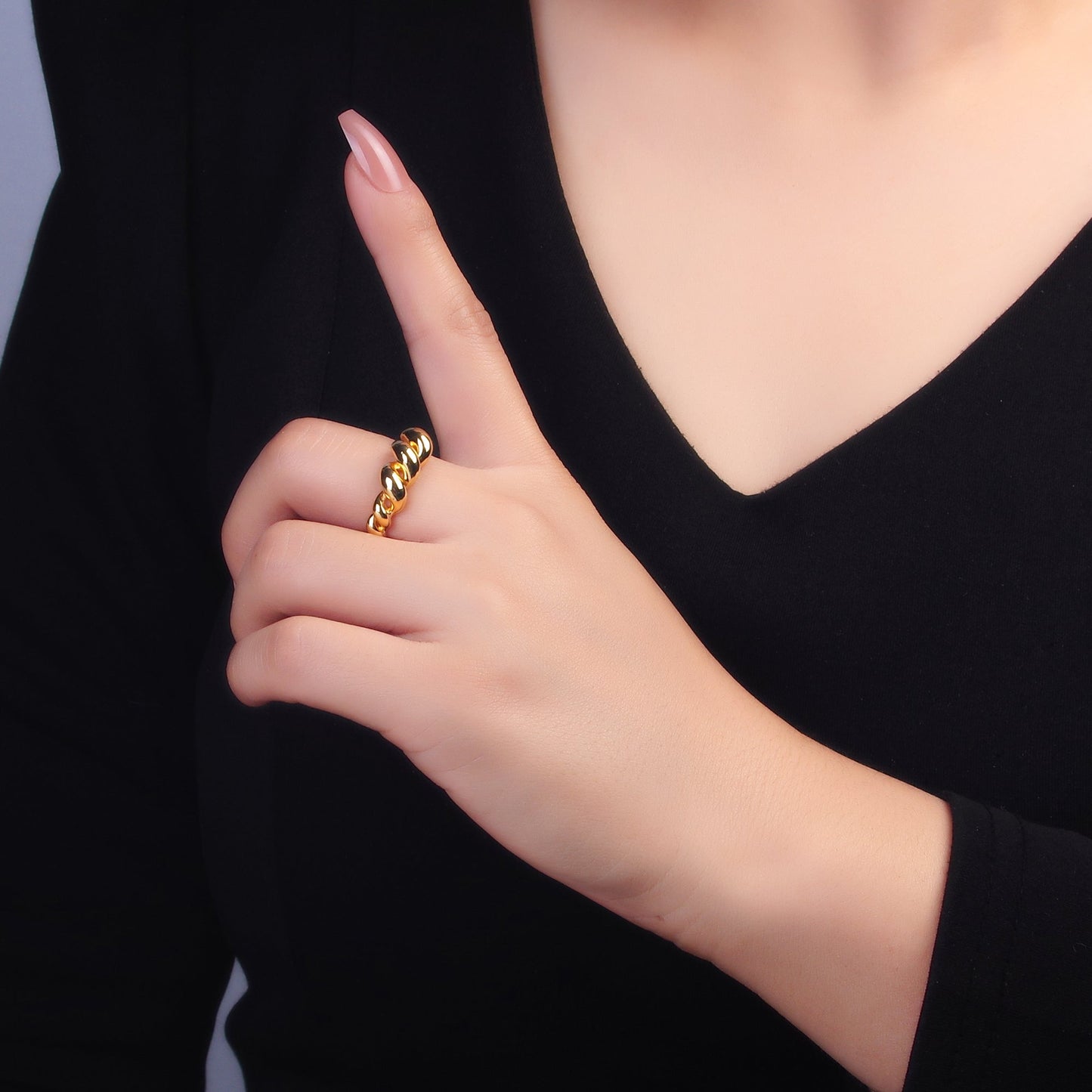 16K Gold Filled Spiral Twisted Rope Ring - Adjustable
